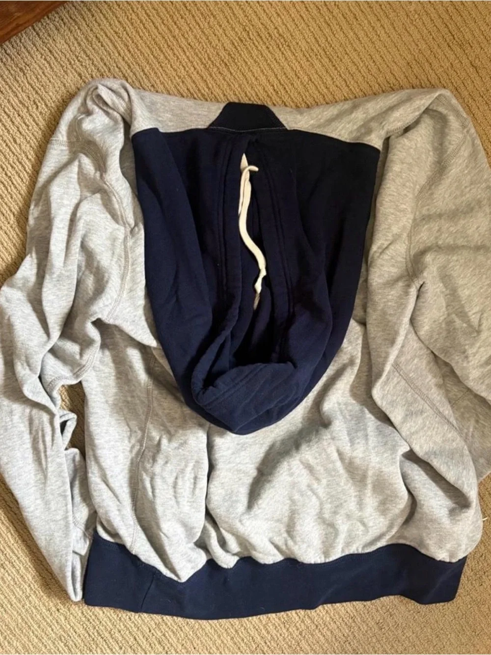 Polo by Ralph Lauren Gray and Navy Hooded Sweatshirt with Embroidered Bear